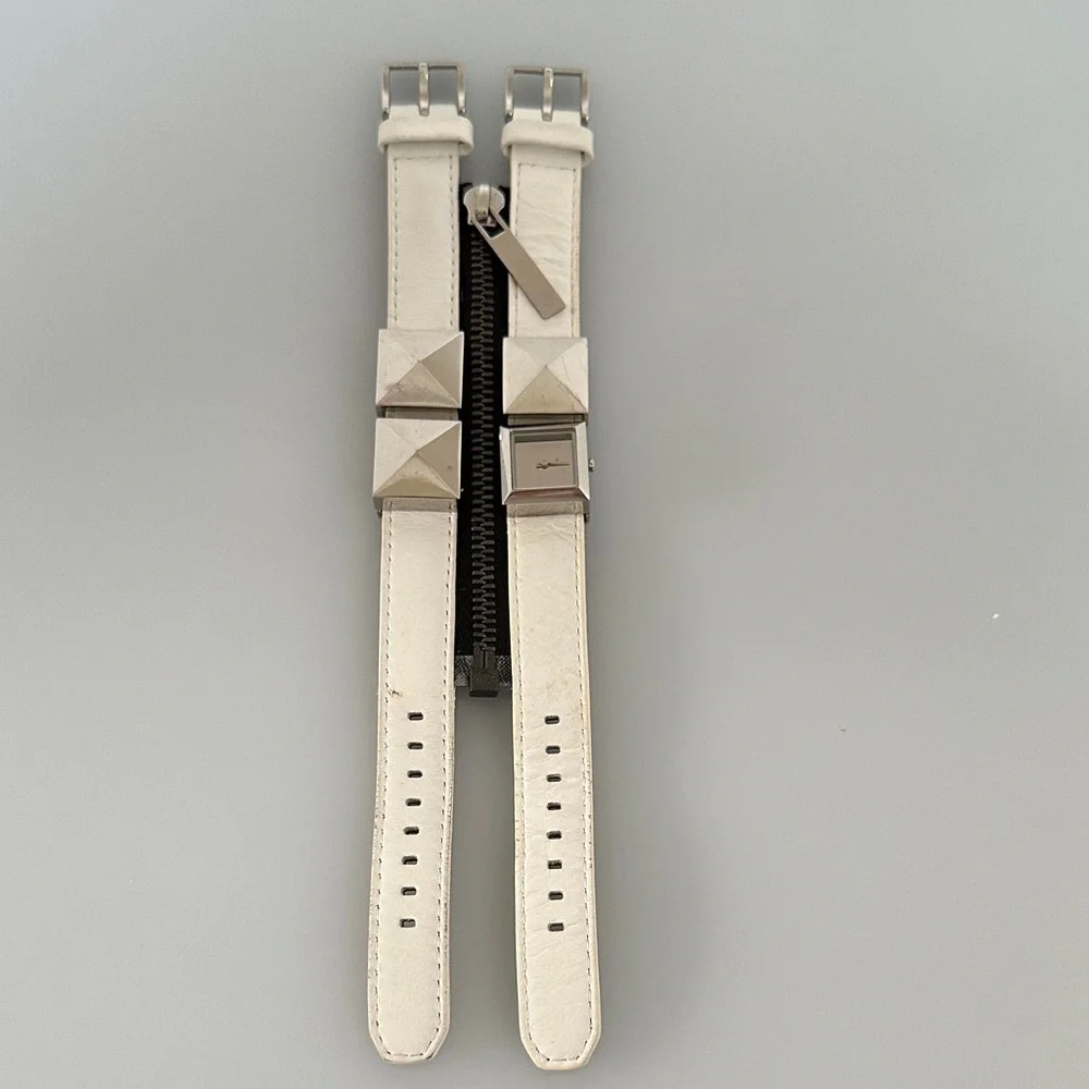Karl Lagerfeld Silver and lWhite leather watch Bracelet
